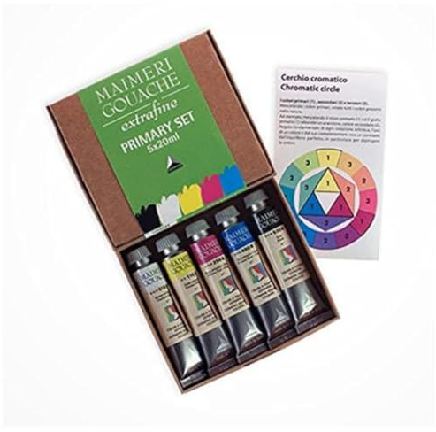 Maimeri Gouache, Künstler Gouachefarbe, Kartonetui, Primärfarben-Set, 5Stk - M2098049