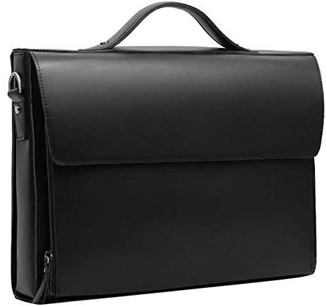 Leathario Herren Echtleder Aktentasche Ledertasche Laptoptasche für Business Vintage Schwarz
