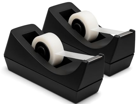 Desktop Tape Dispenser - Non-Skid Base - Weighted Tape Roll Dispenser - Perfect for Office Home School (Tape not Included) - (2-Pack)