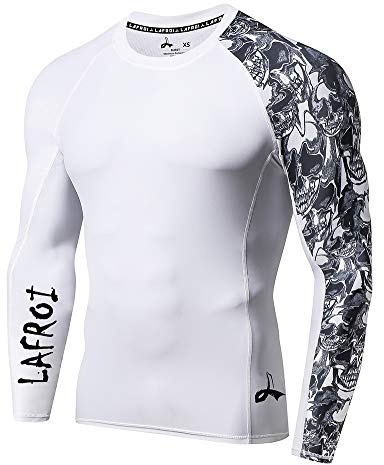 LAFROI - Camiseta de Neopreno Protectora, de compresión, para Hombre, Manga Larga, UPF 50+, Ajustada, Modelo CLYYB (Asym Skull,M)
