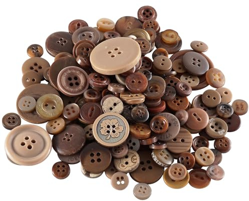 Trimming Shop Mixed Brown 50g Round Resin Buttons, 2 & 4 Holes