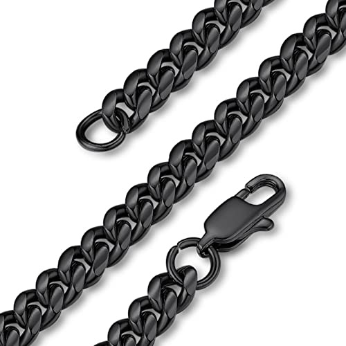 GoldChic Chaîne Maille Cubain pour Homme Acier Inoxydable Collier Garçon Gourmette Épaisse, Bojoux Garçon Hip Hop- [Noir] 61 cm- Cadeau Anniversaire Saint Valentin Noël Gift