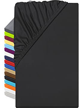 npluseins Microfaser Spannbettlaken – atmungsaktiv und Allergiker geeignet 1519.2192, 140-160 x 200 cm, schwarz