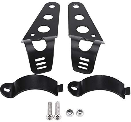 VSoporte de montaje de faro de motocicleta de 35-43mm, soporte de abrazadera de faro de montaje lateral Kit de abrazadera de tubo de horquilla para Chopper Cafe Racer(Negro)