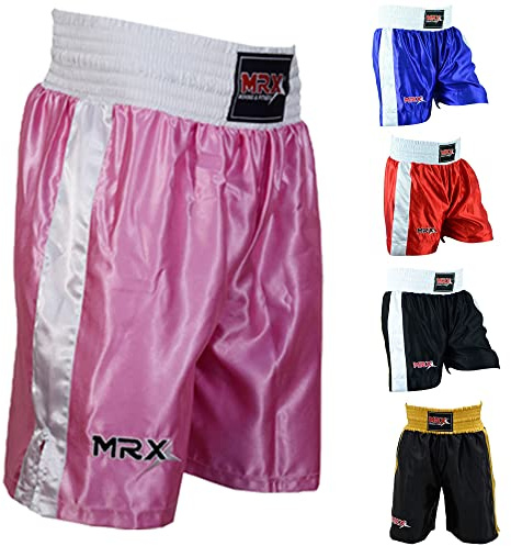 Men Boxing Shorts for Boxing Training Fitness Gym Cage Fight MMA Mauy Thai Kickboxing Trunks Clothing Pink Medium