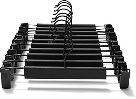 GUANJUNE Kleiderbügel,Platzsparende Rockhalter mit 360 ° Schwenkhaken,Verstellbare Clips Hosenbügel,Kleidung Mantel Kleidungsstück Jeans Kleiderbügel (10er Pack, Schwarz)