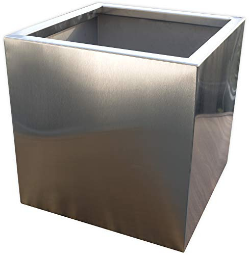 Köhko® Designer-Blumenkübel aus Edelstahl VIVO 46 x 46 x 38 cm | matt gebürsteter Pflanztopf eckig & groß