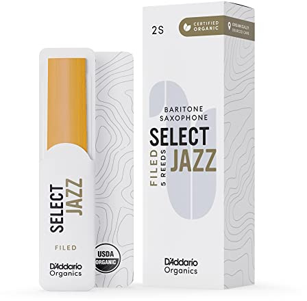 D'Addario Organic Select Jazz Filed Baritone Saxophone Reeds - Sax Reeds - Individually Sealed - 2 Soft, 5 Pack