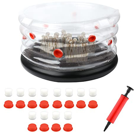 LUTER Monotub Mushroom Grow Kit, Home Inflatable Mushroom Grow Kit Indoor with Red Rubber Plugs & Air Filter, Save Space