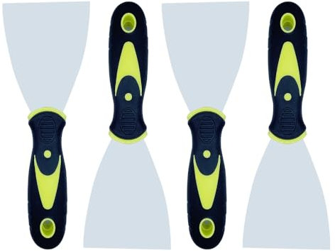XINGSUI Espátulas de Acero Inoxidable-4 Piezas Cuchillos de masilla de metal,Espátula,para Masilla Esparcir Parchar Calcomanías Papel Tapiz(3 Pulgada)