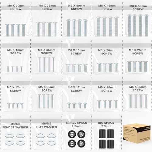 TV Mount Screws Universal TV Installation Hardware Kit Includes M4 M5 M6 M8 Sets Screws and Spacers for Vizio, LG, TCL, Sony, Sharp, Philips, Panasonic & More Up to 100 HTA002