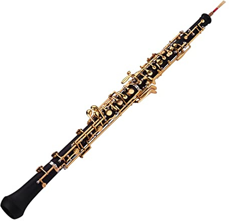Btuty Oboe C Key Semi-automatic Style Pure Gold Plated Keys Woodwind Instrument with Oboe Reed Gloves Leather Case Carry Bag Cleaning Cloth Mini Screwdriver