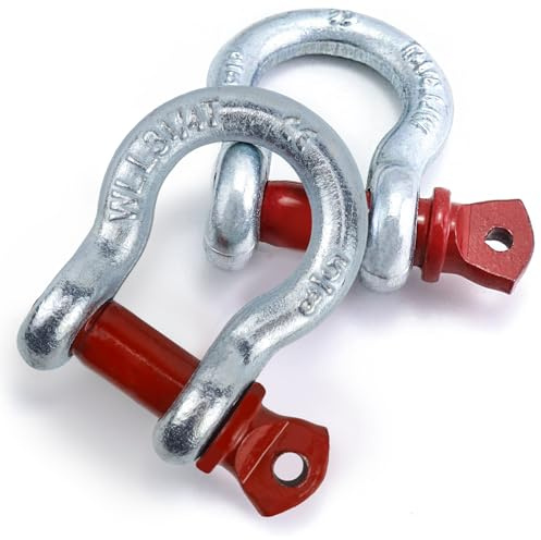FAELNK Manille en Acier Galvanisé à Haute Résistance 2 Pcs Manille de Remorquage avec Boulons à œil Boucle de Manille Réglable (WLL : 3,25t)