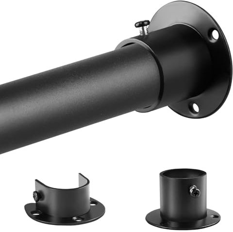 Schwarz Garderobenstange Verstellbare 74-250cm, Schrank-Kleiderstange（Durchmesser 32 x 28 mm）, Teleskopstange für Schlafzimmer Kleiderschrank
