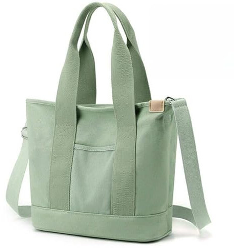 Aucuu Canvas Handtasche Damen - Umhängetasche & Shopper mit Reißverschluss für Alltag, Schule, Einkaufen, Arbeit, Reisen