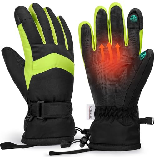 Homord Guanti Invernali Uomo, Impermeabili Guanti Sci Uomo - Caldi Touch Screen Guanti Neve per Snowboard,Ciclismo,Moto,Trekking,Corsa