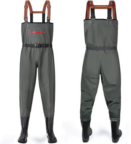 YOOHBERRYS Wathose Herren Damen, Angelhose für Erwachsene mit Stiefel, Atmungsaktive Wasserdicht Wathose für Angeln für Sport Angelliebhaber, Angeln, Wassersport, Outdoor Aktivitäten (Grün, 42)