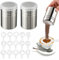 2 Pack Chocolate Shaker for Cappuccino Set, Icing Sugar Shaker Duster, Chocolate Duster, Stainless Steel Mesh Powdered Sugar Spreader with 16 Coffee Stencils, Perfect for Cocoa, DIY Coffee