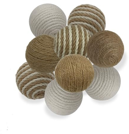 Flyekist Decorative Balls for Bowls, 2.36 Inch Set of 9, Vase Fillers for Centerpieces Bowl Fillers, Wicker Rattan Ball Natural Decorative Spheres Orbs Decor for Home Table Decor Party Wedding