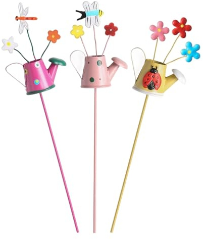 Qwrqwr Lot de 3 piquets décoratifs de jardin à énergie solaire et en métal - Fleurs papillon - Résistant aux intempéries - Décoration extérieure pour extérieur, cour, clôture, pots de fleurs et