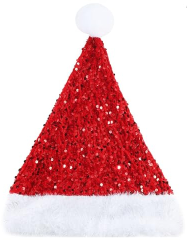 ZQuintuplian Christmas Hat, Sparkling Sequin Santa Hats for Joyful Atmosphere, Festive Santa Hat Party Accessory for Christmas Gatherings and Cosplay