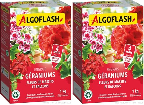 Algoflash Fertilizantes geranios, flores de macizos y balcones 1 kg (Paquete de 2)
