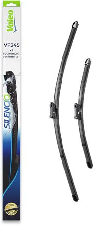 VALEO Silencio Tergicristalli VF345 Kit di Spazzole tergicristallo originali Flat Blade ad Alte Prestazioni, Maggior Visibilità su Strada 600mm/380mm Anteriore Confezione da 2 574745