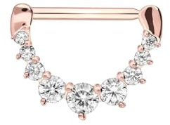 PIERCINGLINE Piercing per capezzolo in acciaio chirurgico, 9 cristalli, piercing per capezzolo, capezzolo, colore e taglia a scelta, 14 mm Innendurchmesser, acciaio chirurgico 316L