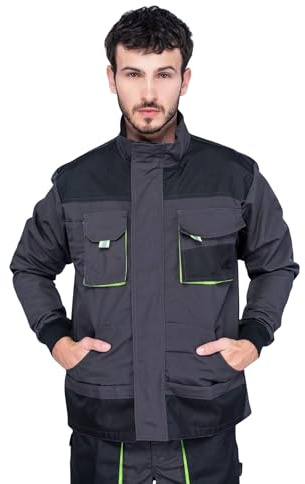 Mazalat Chaqueta de trabajo para hombre, Bolsillos Multiusos, Chaquetas seguridad S - 3XL, Abrigo hombre, Work jacket for professionals, Ropa de trabajo hombre Calidad (XXL, Negro/Verde)