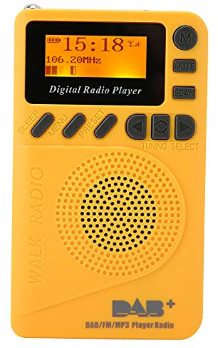 ASHATA Radio de Poche Portable Dab P9, Radio Dab Dab FM Rechargeable avec écran LCD et Haut-Parleur, Mini Radio à Réglage Numérique pour Marche/Jogging/Gym/Camping