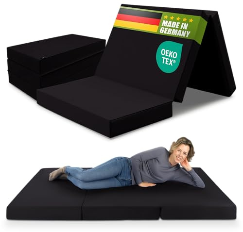 SHOGAZI Matelas pliant, 130 x 190 x 12 cm, fabriqué en Allemagne, vainqueur de comparaison, confort de sommeil ultime, mousse à froid orthopédique, anthracite