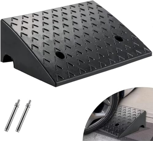 ybaymy Rampa de bordillo de goma, 15 cm de alto, rampa de entrada portátil, antideslizante, superficie texturizada, bordes de bordillo para la entrada, lámpara de carga, acera, coche, bicicleta, moto