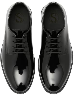 Boys Derby Patent Formal Dress Black Shoes Lace Up Wedding Prom Footwear, Size UK Child 11