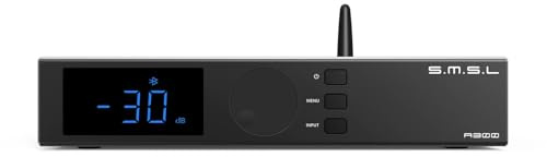 SMSL a300 Digital Power Amplifier BTL Mode Hi-Res Bluetooth 5.0 with 165Wx2(4Ω)/85Wx2(8Ω) Remote Control for Home Outdoor Passive Speaker/Active Bass Subwoofer(Black)
