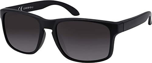 La Optica B.L.M. Occhiali da sole da uomo UV400 CAT3 leggeri sport – con custodia per occhiali, panno per la pulizia degli occhiali, Nero opaco (lenti: grigio sfumato), M