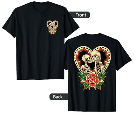 The Lovers Skeletons Vintage Traditional Tattoo Retro Alt T-Shirt