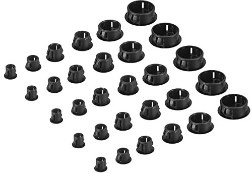 sourcing map 135 Stück 5/6/8/10/13/25mm Abdeckkappen für Bohrlöcher, Kunststoff Blindstopfen Rohrstopfen Bündige Blende Einrastende Stopfen Bohrungen für Schrank Möbel Endkappen, Schwarz