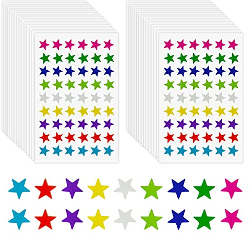 Étoiles autocollantes 1620 pièces - 9 couleurs Tableau de récompenses, feuille dorée pour cartes DIY (1.3cm/0.51in)