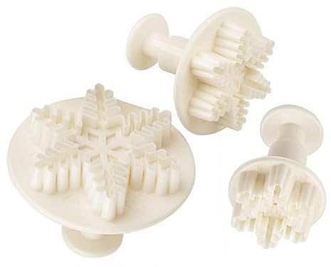 3pcs Snowflake Fondant Plunger Cutter Set, White ABS Sugarcraft