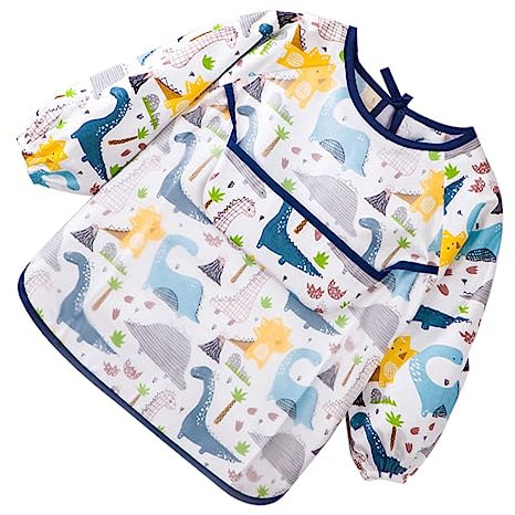 KOMBIUDA Langarm Aus Baumwolle Mit Gummibund Für Vollständigen Schutz Zum Essen Und Leicht Zu Reinzen Und Schnelltrocknend Sicher Und Für Kleinkinder