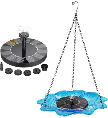 LFLIFENG Fontana Solare con Vaschetta per Uccelli Sospesa Fontane E Cascate All'aperto Galleggiante Indipendente Ciotola Fontana All'aperto,Style2