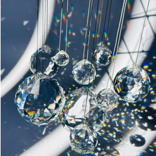 Lot de 20 Attrape-Soleil en Cristal Prisme, Boule de Cristal 20 mm à Suspendre pour Lustres Fenêtres Décoration Artisanale et Feng Shui