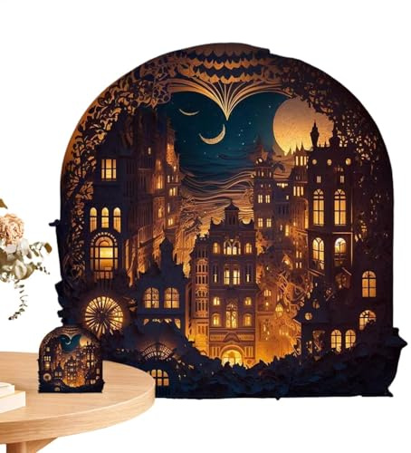 Puzzle in Legno per Adulti Lampada Puzzle Notturna | Lampada da Notte Puzzle in Legno, Ricarica USB - Decorazione da Scrivania Puzzle 3D Decorazione da Ufficio per Gli Amanti dei Puzzle