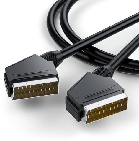 BolAAzuL RGB SCART Lead 21-Pin 5 Meter, RGB Scart to Scart Cable with Plug Male to Male AV Connector, Bi-directional Transmission, Black, Fully Wired, for TV, Recorder, DVD Player, VCR, STB