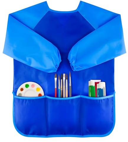 LTMMC Kids Painting Apron, Long Sleeves 3 pockets Toddler Painting Aprons, Painting Apron Toddler 2-4, for Children's Painting Cooking Eating Arts, Waterproof and Stain Proof Kids Art Smock