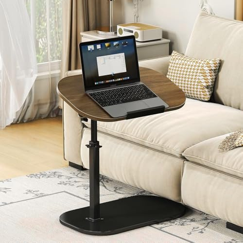 Kiss Me C Shaped Side Table, 360° Swivel End Table, Laptop Desk Black