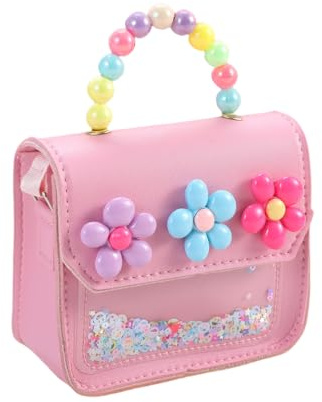 Dhshrxd Girls Toddler Purse Flower Kids Purse Little Girl Crossbody Bag Birthday Gifts for 3-8 Year Old (Pink)