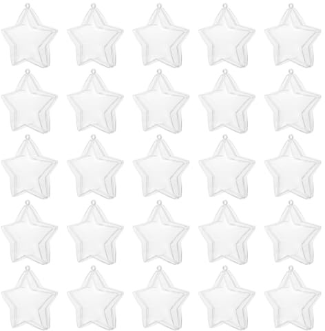 Amosfun Contenitore Di Caramelle Riempibile a Forma Di Stella Trasparente Palline Di Plastica Per Decorazioni Natalizie E Regali Ornamenti a Stella Da Appendere Per Feste E Bomboniere