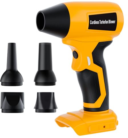 GRVODFRTA Soplador de polvo inalámbrico compatible con batería Dewalt de 20 V máximo, soplador de hojas eléctrico de aire comprimido, ventilador turbo jet con boquillas para soplar hojas y polvo