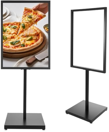 Suvnlsy Kundenstopper A1 Plakatständer, Bodenständer Schilderhalter, Infoständer Höhenverstellbar 160cm, Eisen Schwarz, Bodenstehend Werbetafel für Werbung, Geschäfte, Restaurants